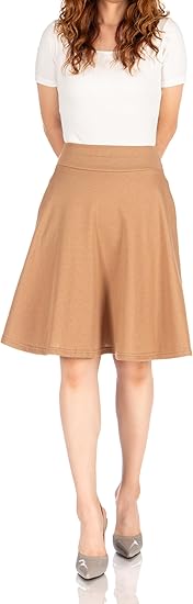 Classic High - Waisted A - Line Midi Skirt, Minimalist Solid Color Versatile Skirt（Sizes S - XL）